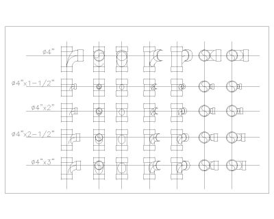 PVC Pipe Fittings Fixtures-13 in AutoCAD for Plumbing drawings. CAD block in DWG format free download.