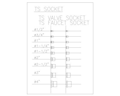PVC Pipe Fittings Fixtures-15 in AutoCAD for Plumbing drawings. CAD block in DWG format free download.