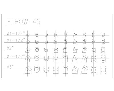 PVC Pipe Fittings Fixtures-1 in AutoCAD for Plumbing drawings. CAD block in DWG format free download.