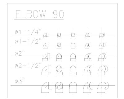 PVC Pipe Fittings Fixtures-8 in AutoCAD for Plumbing drawings. CAD block in DWG format free download.