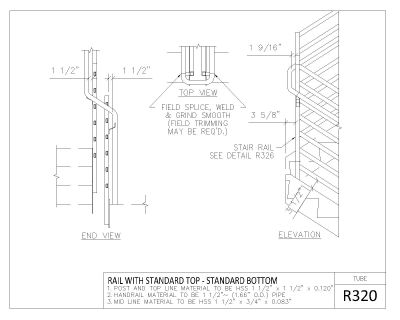 R-300 Series Tube Rail Sectional Details-3 architectural drawings. CAD block in DWG format free download.