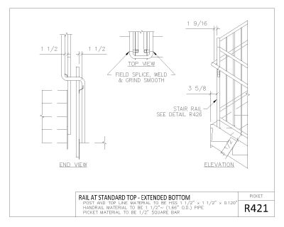 R-400 Series Picket Rail Sectional Details-4 CAD Block DWG AutoCAD Editable Drawing (Free Download)