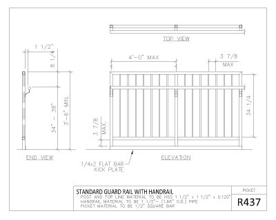 R-400 Series Picket Rail Sectional Details-7 CAD Block DWG AutoCAD Editable Drawing (Free Download)