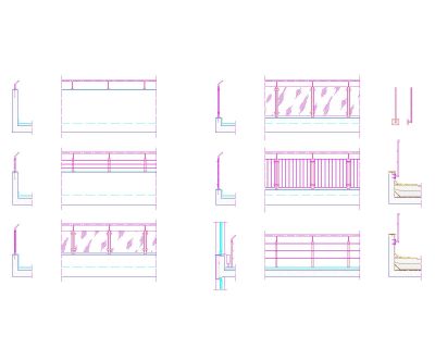 Railing Design-Model Architectural Drawing. CAD block in DWG format free download.
