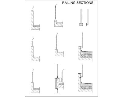 Railing design with sectional details for stairs & balcony CAD Block DWG AutoCAD Editable Drawing (Free Download)