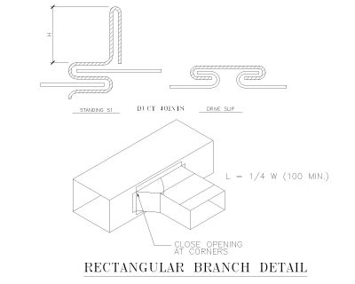 Free AutoCAD 2D Editable Drawings for RECTANGULAR BRANCH DETAIL