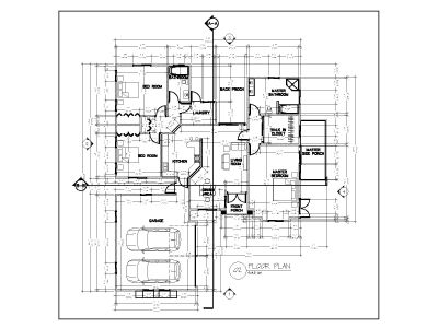 Residential Dwelling 3 Bedroom House Floor Plan CAD Block DWG AutoCAD Editable Drawing (Free Download)