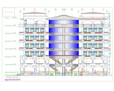 Residential Building Elevations with Multiple Levels- 1 CAD Block DWG AutoCAD Editable Drawing (Free Download)