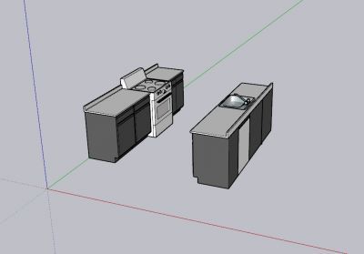 simple small designed restaurant kitchen 3d model .skp fromat
