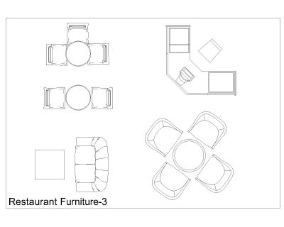 Free AutoCAD 2D Editable Drawings for Restaurant Furniture - 3