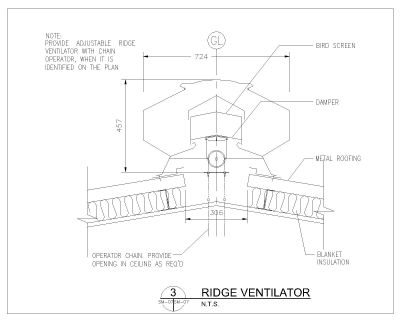Ridge Ventilator Details CAD Block DWG AutoCAD Editable Drawing (Free Download)