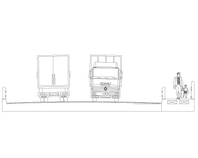 Free AutoCAD 2D Editable Drawings for Road bridge section with vehicle crossing