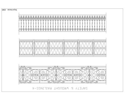 Safety & Wrought Railings - 4 CAD Block DWG AutoCAD Editable Drawing (Free Download)