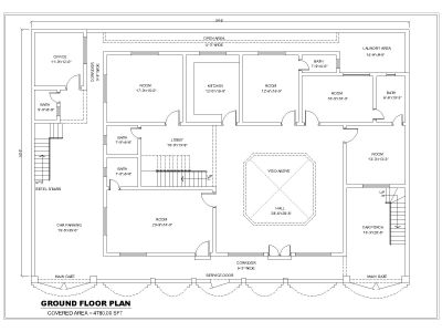 Free AutoCAD 2D Editable Drawings for School Building Design Type-1 Ground Floor Plan_1