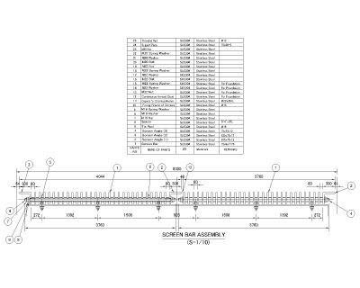 Free AutoCAD 2D Editable Drawings for SCREEN BAR ASSEMBLY