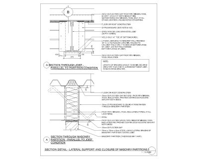 “Section Detail of Letral Support and Clouser of Masonry Partition" CAD Block. Free DWG AutoCAD drawing available to download.”