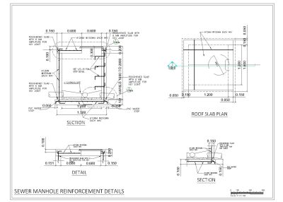 “Sewer manhole Reinforcement Details" CAD Block. Free DWG AutoCAD drawing available to download.”