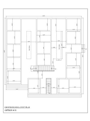 “Shops Design Ground Floor Plan OP-1" CAD Block. Free DWG AutoCAD drawing available to download.”