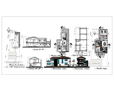 Single family double story house submission drawings. CAD block in DWG format free download.