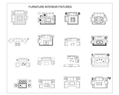 Free AutoCAD 2D Editable Drawings for Special Couch Set with Carpet flooring (8)