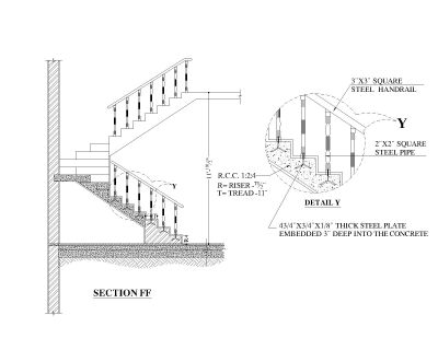 Stair architectural Details. CAD block in DWG format free download.