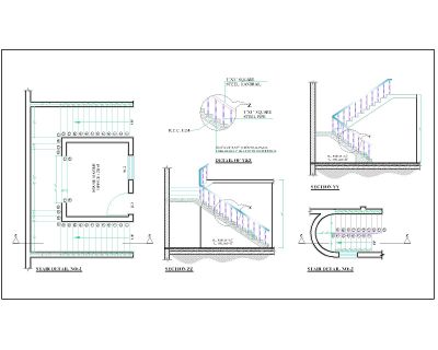 Stair Working Detailed Drawings. CAD block in DWG format free download.