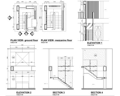 Stairs Construction Details-2 Architectural drawings. CAD block in DWG format free download.