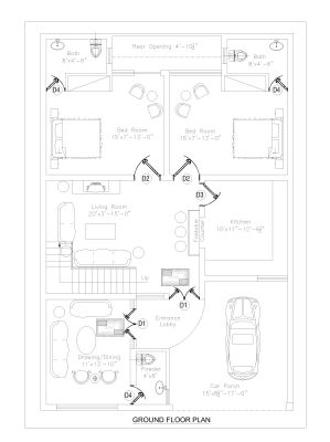Standard Architectural Interior Layout Plan-3. CAD block in DWG format free download.