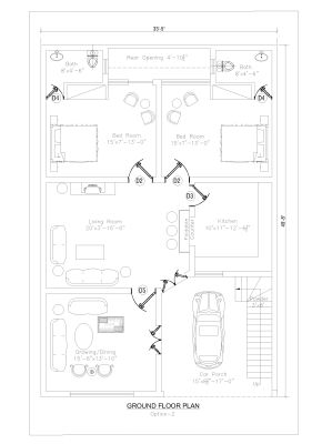Standard Architectural Interior Layout Plan-4. CAD block in DWG format free download.