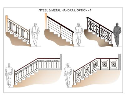 Free AutoCAD 2D Editable Drawings for Stainless Steel & Metal Handrail Design - 4
