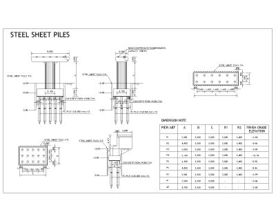 Steel Sheet Piles Detail-B Technical Drawing. CAD block in DWG format free download.
