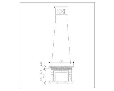 Stone-fireplace Sectional Views-2 Detail. CAD block in DWG format free download.