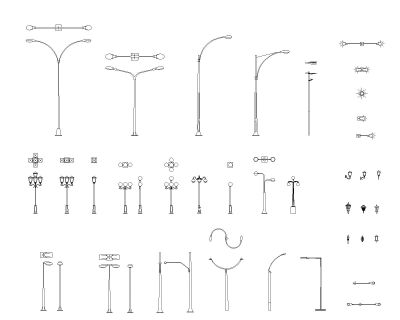 Street Lights-Model Drawing. CAD block in DWG format free download.