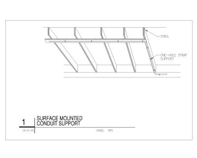 Surface Mounted Conduit Support Detail drawing. CAD block in DWG format free download.