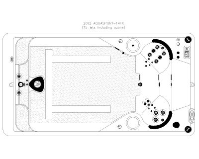 SWIM-SPA - 15 jets including ozone drawing. CAD block in DWG format free download.