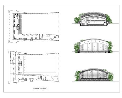 SWIMMING POOL Plan & Elevation drawings for commercial use. CAD block in DWG format free download.