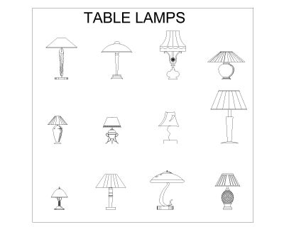 Free AutoCAD 2D Editable Drawings for Table & Side Lamps - 2
