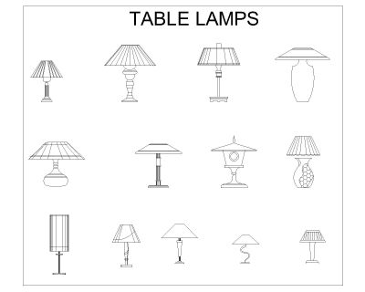 Free AutoCAD 2D Editable Drawings for Table & Side Lamps - 3