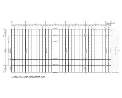 TOLL PLAZA TRUSS Framing Details. CAD block in DWG format free download.