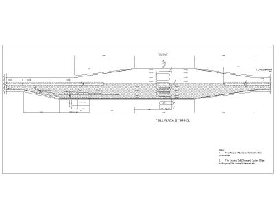 TOLL PLAZA design Plan for Tunnel area. CAD block in DWG format free download.
