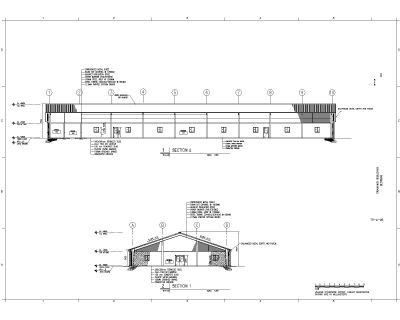 TRAINING BUILDING Detailed Sections. CAD block in DWG format free download.