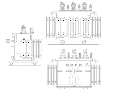 Free AutoCAD 2D Editable Drawings for Transformer Detailed Drawings with Side views