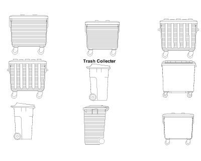Free AutoCAD 2D Editable Drawings for Trash Collecter