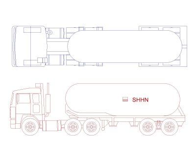 Long Truck Model-2 Top & Side view. CAD block in DWG format free download.