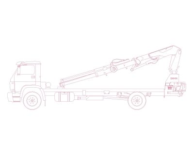 Long Truck loader Model-3  Side view. CAD block in DWG format free download.