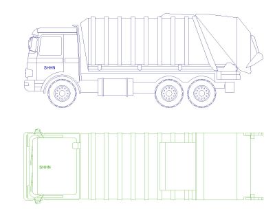 Long Truck for loading Model-5 Top & Side view. CAD block in DWG format free download.