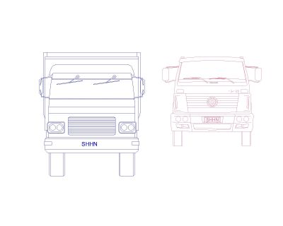 Long Truck for loading Model-6 Front view. CAD block in DWG format free download.