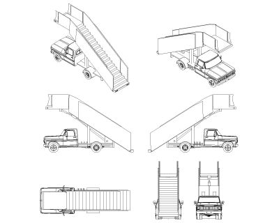 Truck Stairs Jetway-Model Architectural Drawing. CAD block in DWG format free download.