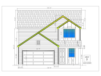 Free AutoCAD 2D Editable Drawings for Trussing Roof House Facade Elevation_ 1