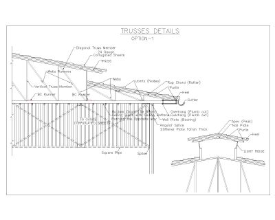 Free AutoCAD 2D Editable Drawings for Trussing details 